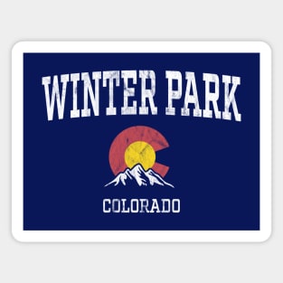 Winter Park Colorado CO Vintage Athletic Mountains Magnet